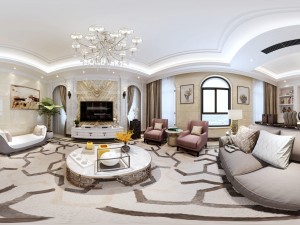 panoramic neo-classical style living room restaurant 02 Modelo 3D