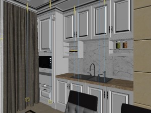panoramic neo-classical style living room restaurant 02 3D 모델