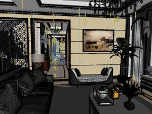 panoramic neo-classical style living room restaurant 02 3D 모델