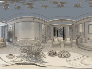 panorama 360 neo-classical style living room restaurant 03 3Dモデル