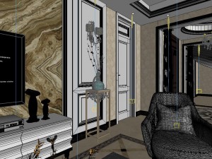 panorama 360 neo-classical style living room restaurant 03 3Dモデル
