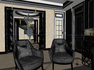 panorama 360 neo-classical style living room restaurant 03 3Dモデル