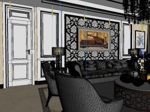 panorama 360 neo-classical style living room restaurant 03 3Dモデル