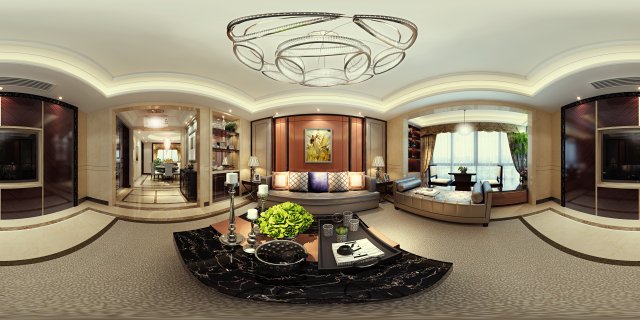 panoramic neo-classical style living room restaurant 04 3D मॉडल .c4d .max .obj .3ds .fbx .stl .blend 