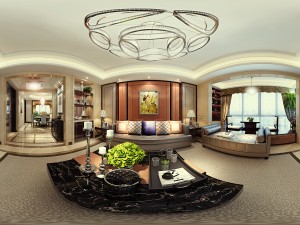 panoramic neo-classical style living room restaurant 04 Modello 3D