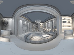 panoramic neo-classical style living room restaurant 04 3D मॉडल