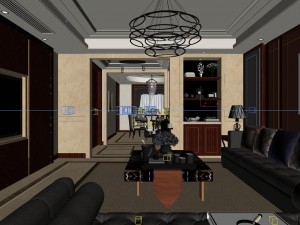 panoramic neo-classical style living room restaurant 04 3D मॉडल
