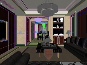 panoramic neo-classical style living room restaurant 04 3D मॉडल