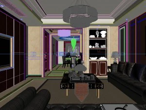 panoramic neo-classical style living room restaurant 04 3D Model