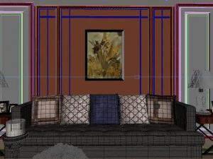 panoramic neo-classical style living room restaurant 04 3D Model