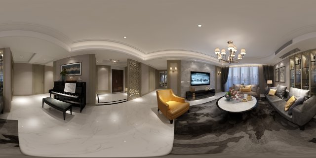 panoramic neo-classical style living room restaurant 05 3D Model .c4d .max .obj .3ds .fbx .stl .blend 