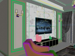 panoramic neo-classical style living room restaurant 05 3D Model