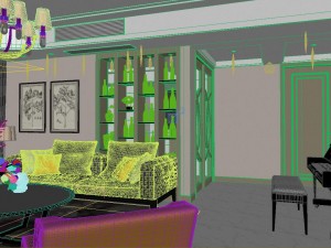 panoramic neo-classical style living room restaurant 05 3D Model