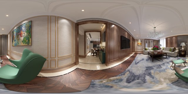 panoramic neo-classical style living room restaurant 06 Modelo 3D .c4d .max .obj .3ds .fbx .stl .blend 