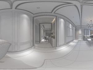 panoramic neo-classical style living room restaurant 06 Modelo 3D