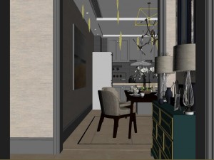 panoramic neo-classical style living room restaurant 06 Modelo 3D