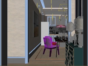 panoramic neo-classical style living room restaurant 06 Modelo 3D