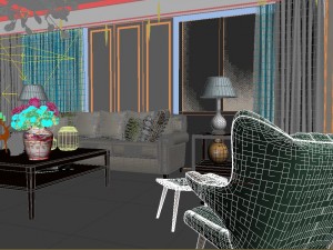 panoramic neo-classical style living room restaurant 06 Modelo 3D