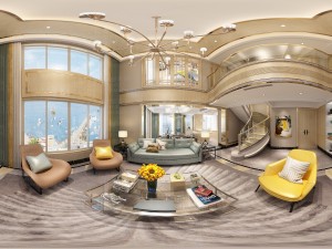 panoramic neo-classical style living room restaurant 07 3D Model