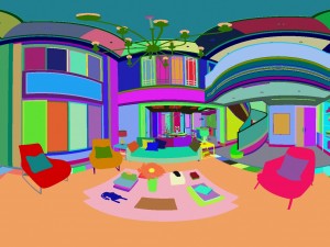 panoramic neo-classical style living room restaurant 07 Modèle 3D