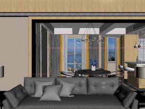 panoramic neo-classical style living room restaurant 07 Modèle 3D