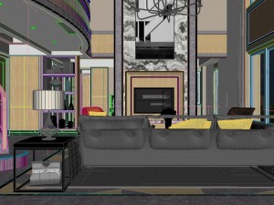 panoramic neo-classical style living room restaurant 07 Modèle 3D