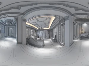 panoramik neo-klasik tarzda oturma odası restoranı 08 3D Model