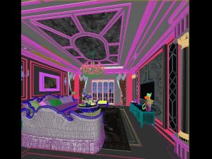 panoramik neo-klasik tarzda oturma odası restoranı 08 3D Model