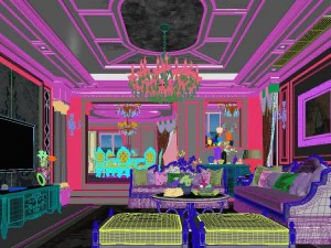 panoramik neo-klasik tarzda oturma odası restoranı 08 3D Model