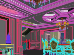 panoramik neo-klasik tarzda oturma odası restoranı 08 3D Model