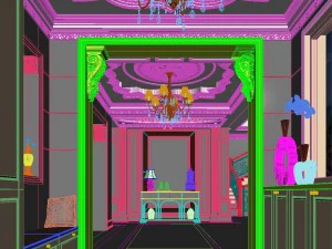 panoramik neo-klasik tarzda oturma odası restoranı 08 3D Model