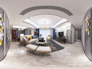 panoramic neo-classical style living room restaurant 09 3D 모델