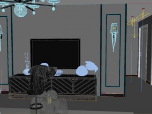 panoramic neo-classical style living room restaurant 09 3D Модель