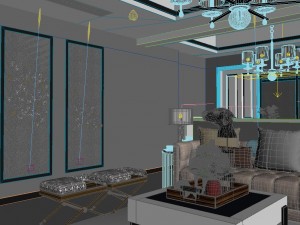 panoramic neo-classical style living room restaurant 09 3D Модель