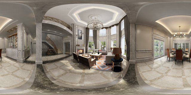 panoramic neo-classical style living room restaurant 10 3D 模型 .c4d .max .obj .3ds .fbx .stl .blend 