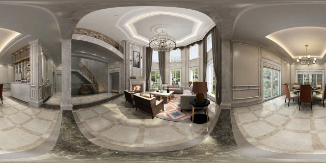 panoramic neo-classical style living room restaurant 10 3D Model .c4d .max .obj .3ds .fbx .stl .blend 