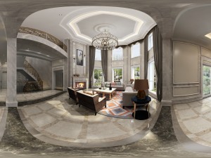 panoramic neo-classical style living room restaurant 10 3D मॉडल
