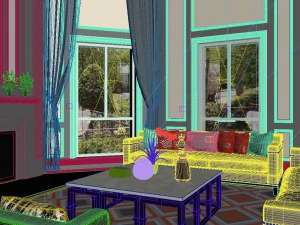 panoramic neo-classical style living room restaurant 10 3D Model