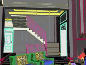 panoramic neo-classical style living room restaurant 10 3D Model