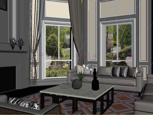 panoramic neo-classical style living room restaurant 10 3D 模型