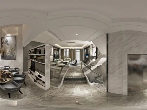 panorama 360 neo-classical style living room restaurant 11 3D Model