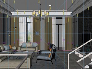 panorama 360 neo-classical style living room restaurant 11 3D Модель