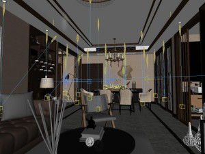 panoramic neo-classical style living room dining room 01 3D Model