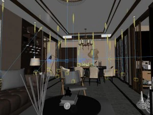 panoramic neo-classical style living room dining room 01 3D Model