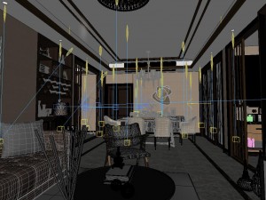 panoramic neo-classical style living room dining room 01 3D Model