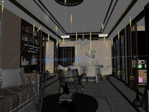 panoramic neo-classical style living room dining room 01 3D Model