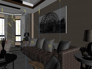 panoramic neo-classical style living room dining room 01 3D Model