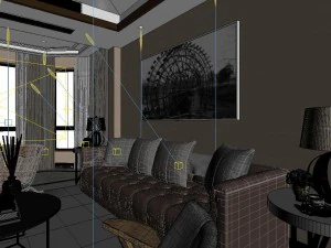 panoramic neo-classical style living room dining room 01 3D Model