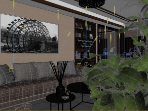 panoramic neo-classical style living room dining room 01 3D Model