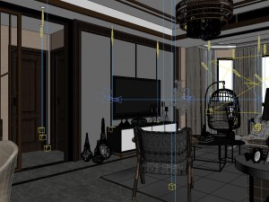 panoramic neo-classical style living room dining room 01 3D Model